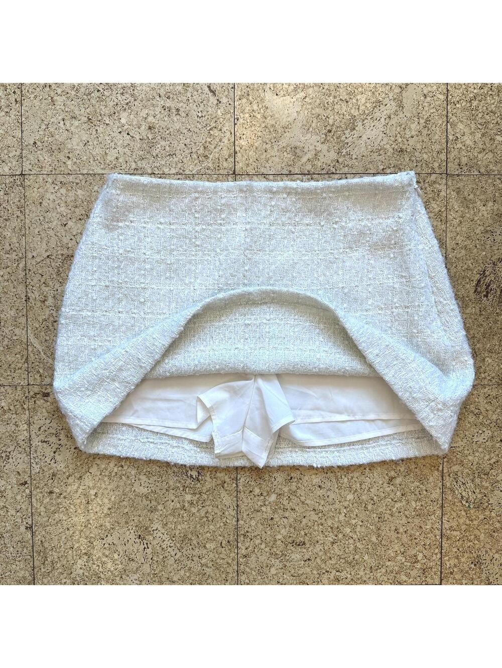 Abercrombie Tweed Mini Skirt/Skort Cream Lined Womens Large NWT Preppy Coquette - Picture 4 of 7